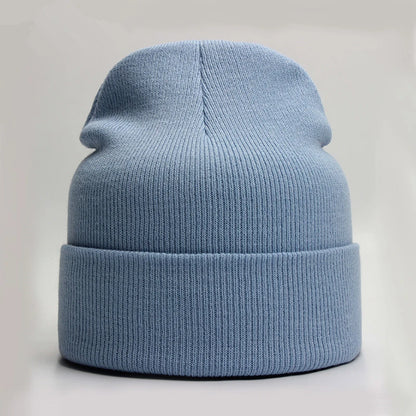 Gorro Unisex liso Otoño Invierno mezclas de lana Gorro de punto suave y cálido hombres mujeres