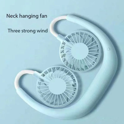 Ventilador portátil USB de mano para colgar en el cuello, recargable, miniventilador deportivo de 3 velocidades, ajustable, para el hogar, la oficina, viajes al aire libre.