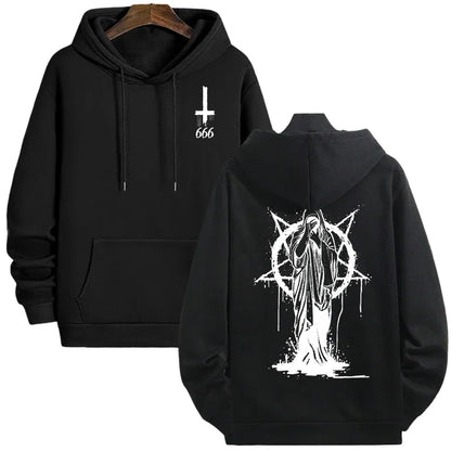 sudaderas con capucha de moda para hombre, ropa deportiva informal con estampado Demoníaco de Satán, ropa de calle urbana para otoño e invierno, ropa para hombre