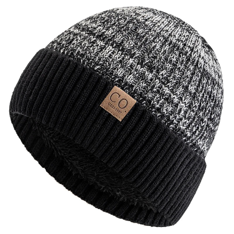 sombreros de invierno Unisex de dos tonos, añaden forro de piel, gorro cálido a la moda para hombres y mujeres