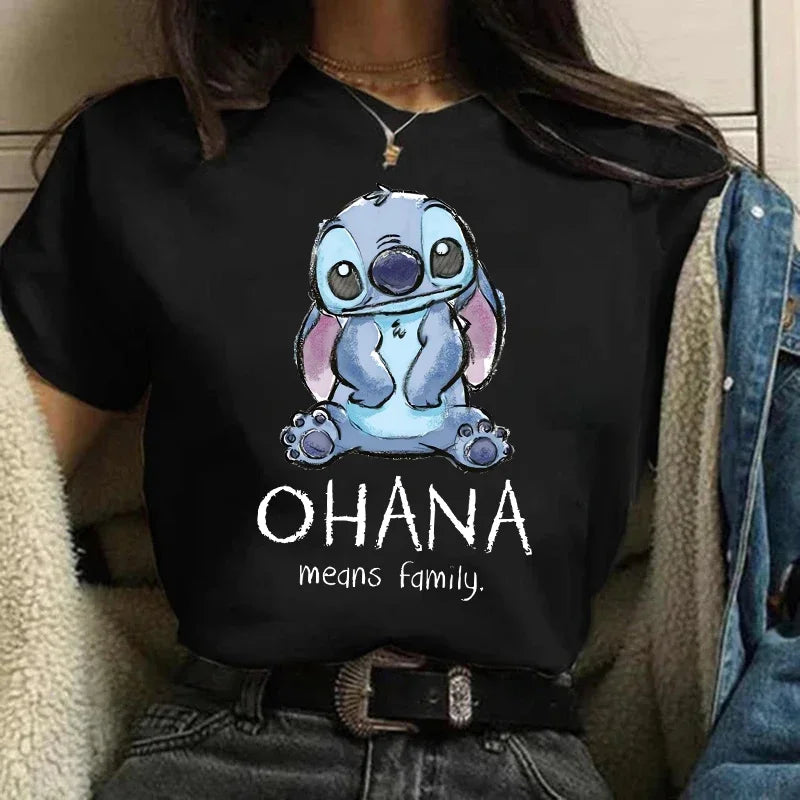 Camiseta divertida de dibujos animados de Stitch de Disney de los años 90 para mujer, camiseta de Lilo y Stitch, camiseta gráfica, ropa de calle, camisetas, ropa femenina