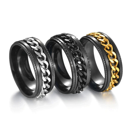 Titanium Steel Spinner Chain Rings for Men Women Anti Stress Anxiety Ring Couple Jewelry 8mm Corkscrew Shape Rings Multifunctional Gift 