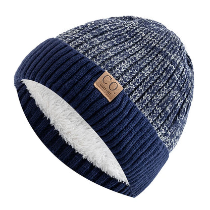 sombreros de invierno Unisex de dos tonos, añaden forro de piel, gorro cálido a la moda para hombres y mujeres