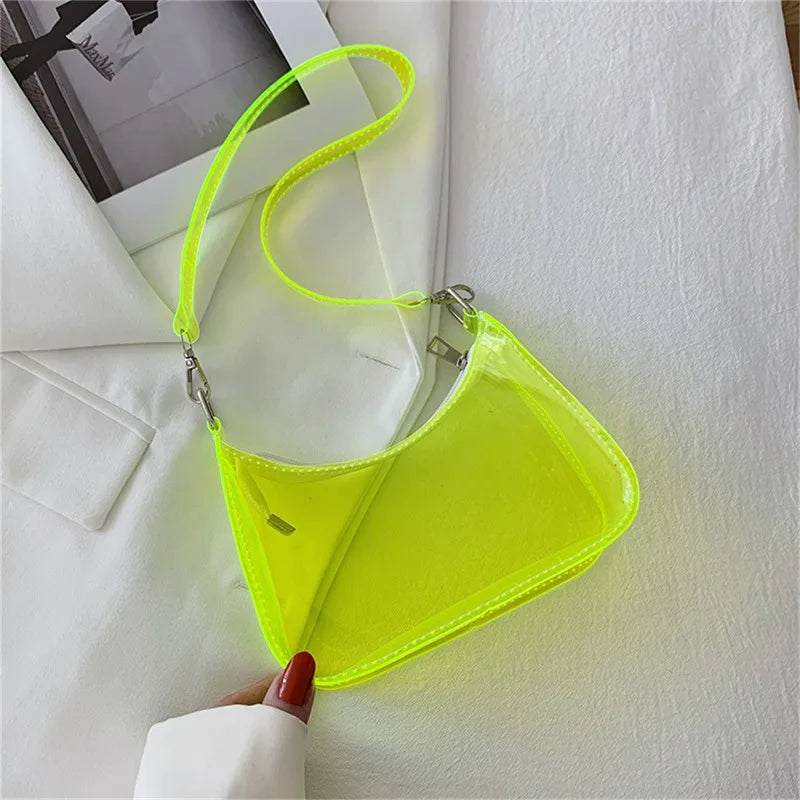 Bolso de hombro transparente para mujer, monedero pequeño con cremallera ,bolso de mano moderno