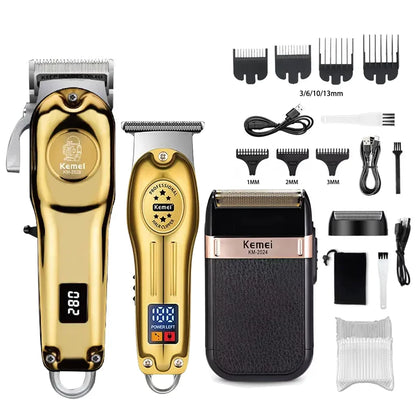 Cortadora de pelo eléctrica profesional Kemei KM-2628 KM-678 KM-2024, cortadora de barba, afeitadora recargable para hombres, kit recortador de pelo