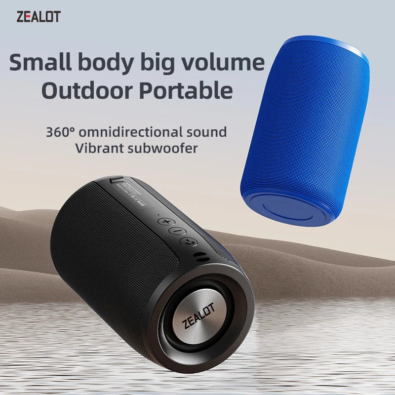 ZEALOT S32 Mini haut-parleur Bluetooth sans fil portable HIFI Subwoofer avec radio FM Colonne Support TF, TWS, clé USB