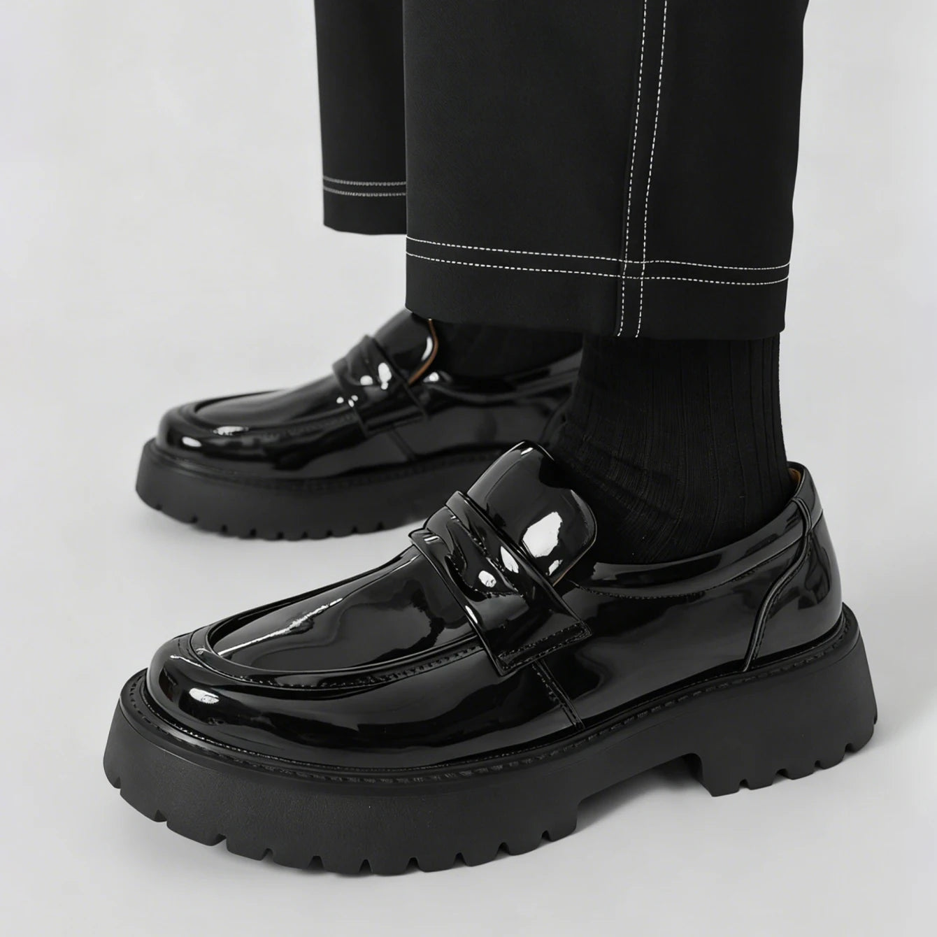 Mocasines clásicos de suela gruesa para hombre, zapatos de vestir formales para caballero