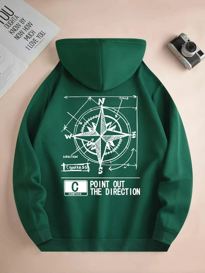 sudadera con capucha de moda para hombre, sudadera informal con capucha, estampado geométrico, bolsillo frontal de canguro, chaqueta para hombre