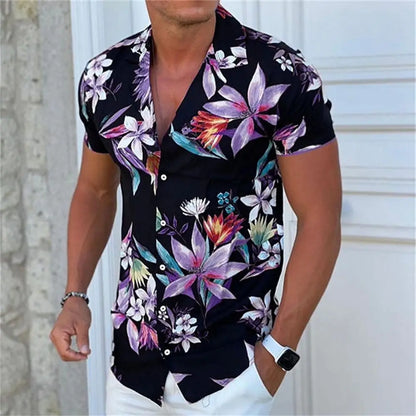 Chemises cocotiers pour hommes, chemises imprimées en 3D pour hommes, chemises de plage à manches courtes, chemisier tendance pour hommes, chemise 