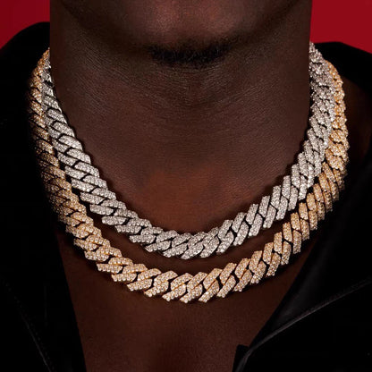 Cuban Link Chain Necklace with Rhinestones for Men and Women, Iced Out Necklace 