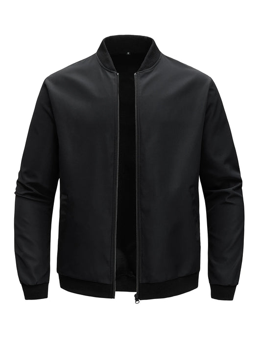chaqueta corta holgada de Color sólido con cuello de béisbol para hombres de negocios Casual abrigo fino tendencia