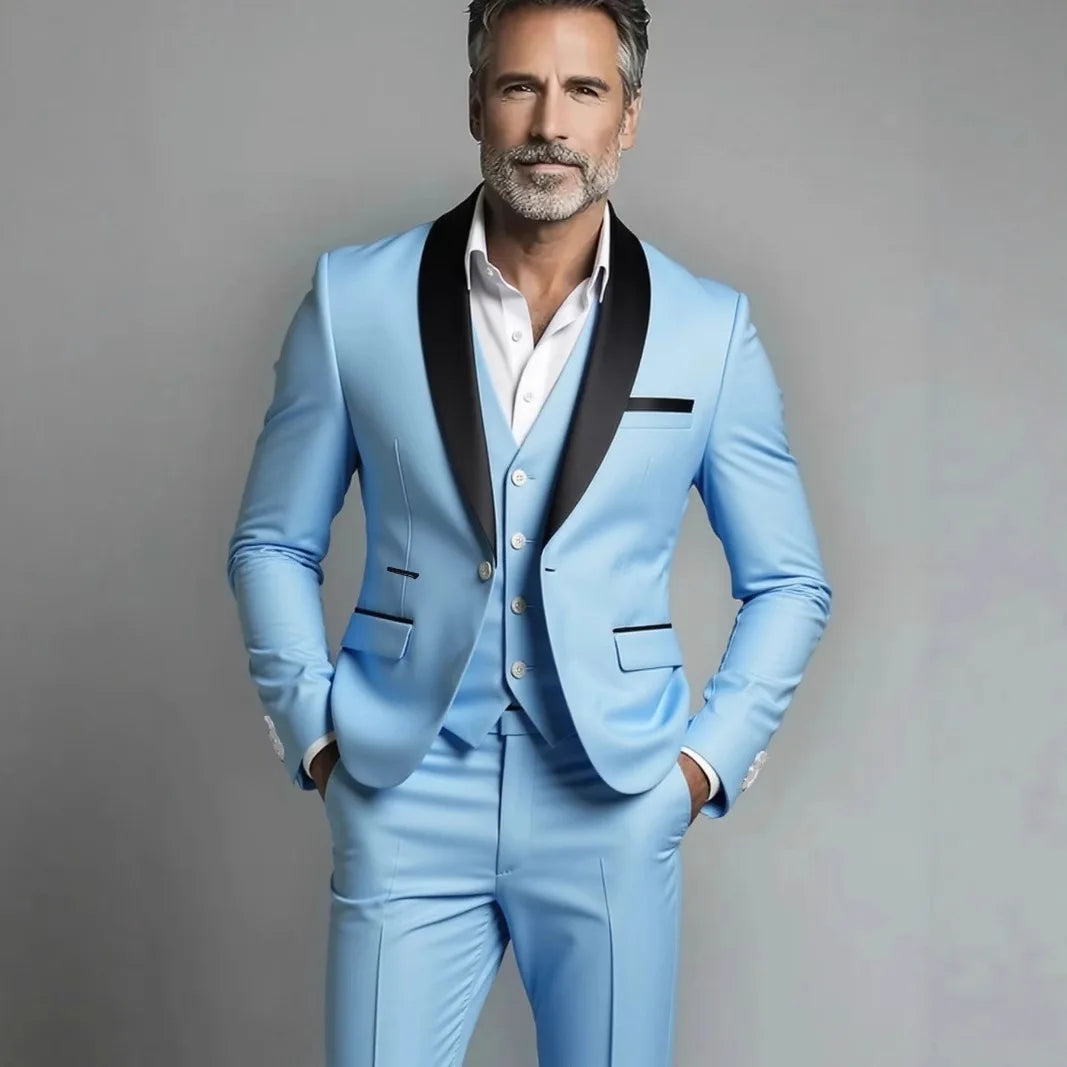 Conjunto de tres piezas para fiesta de boda, chaqueta masculina de talla grande, pantalones y chaleco, traje ajustado a la moda