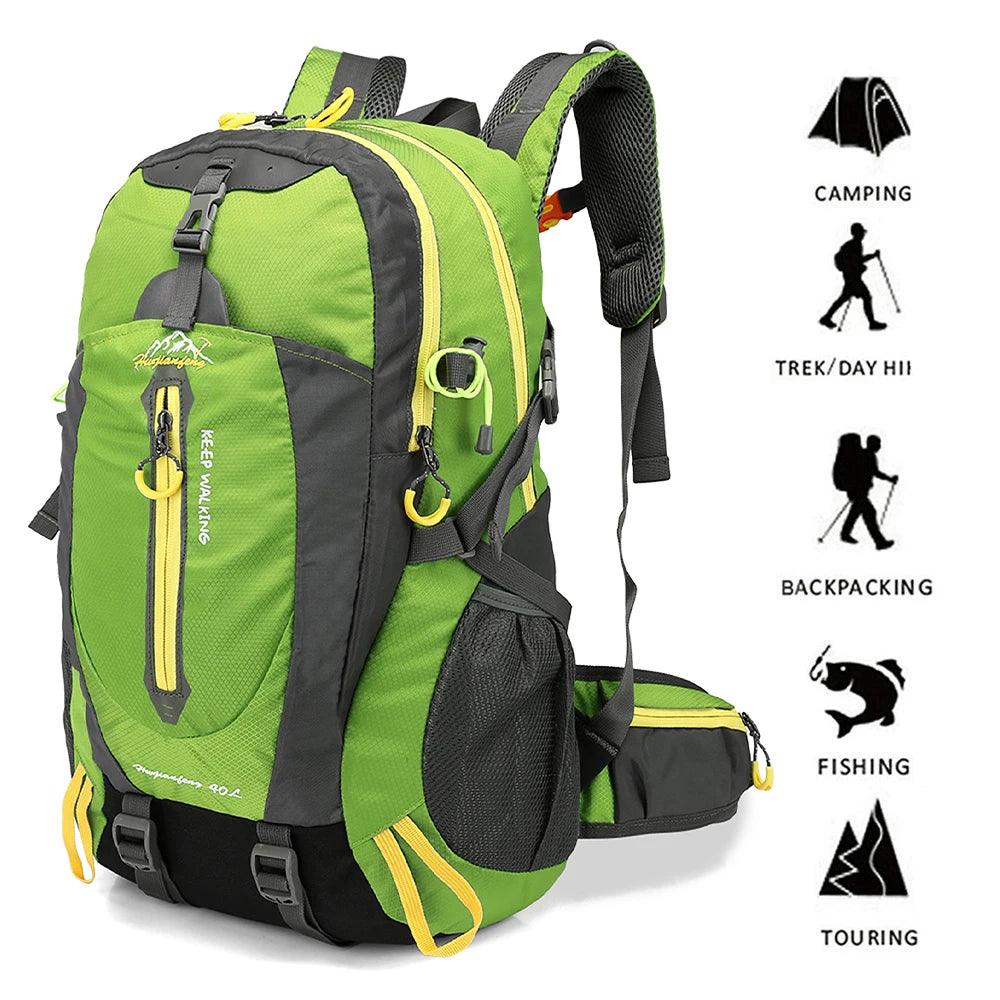 Mochila de viaje resistente al agua de 40L, mochila para acampar, senderismo, portátil, senderismo, escalada, bolsas traseras para hombres y mujeres