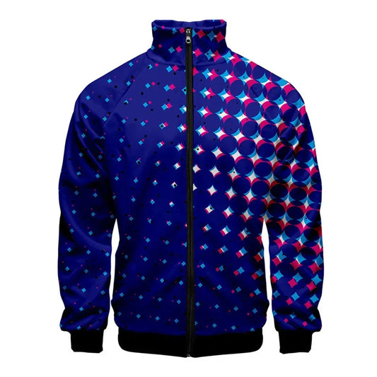 Chaqueta con estampado de puntos coloridos para hombre, abrigo de manga larga con patrón de moda Pop, Tops de calle de gran tamaño, chaquetas con cremallera, primavera y otoño