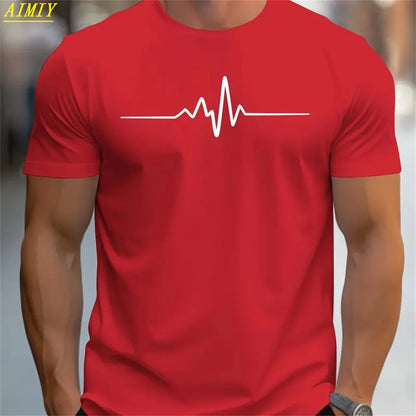 Camiseta de moda de verano con estampado de letras y rayas 3D para hombre, estilo hip hop, estilo Harajuku, informal, de cuello redondo, de gran tamaño