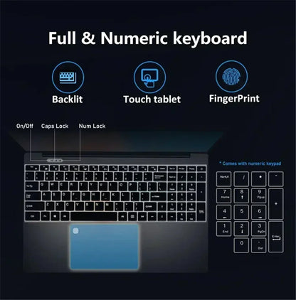 Portátil ultradelgado de 14,1", 16 GB de RAM, 2 TB de SSD, Intel N3700, para gamers, pantalla de 1920 x 1080, para oficina, estudio, PC con Windows 11 Pro