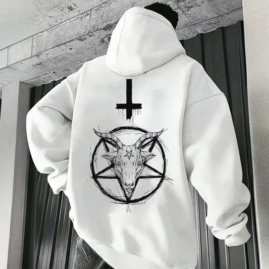 Sudaderas con capucha con estampado demoníaco para hombre, ropa de calle, sudadera gótica de Satán, Jersey informal para otoño e invierno, chándal superior