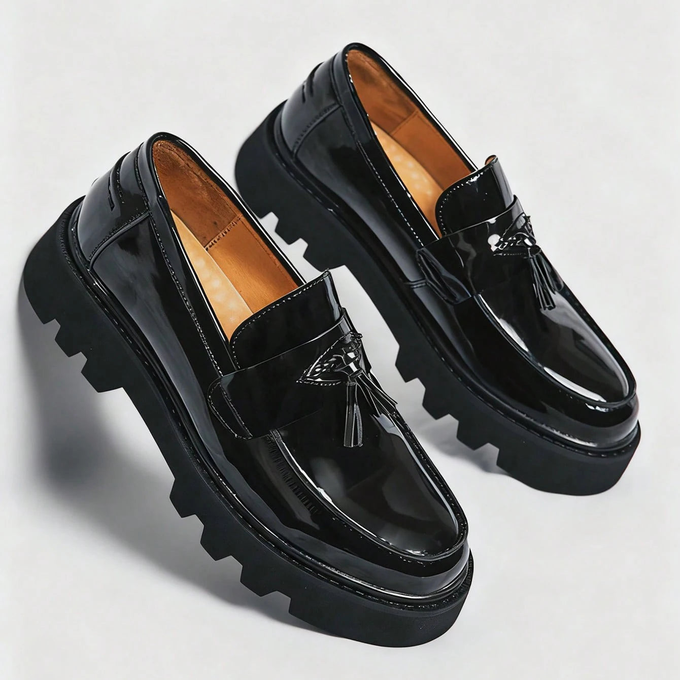 zapatos de vestir de negocios sin cordones para caballero, zapatos negros formales con hebilla brillante para fiesta