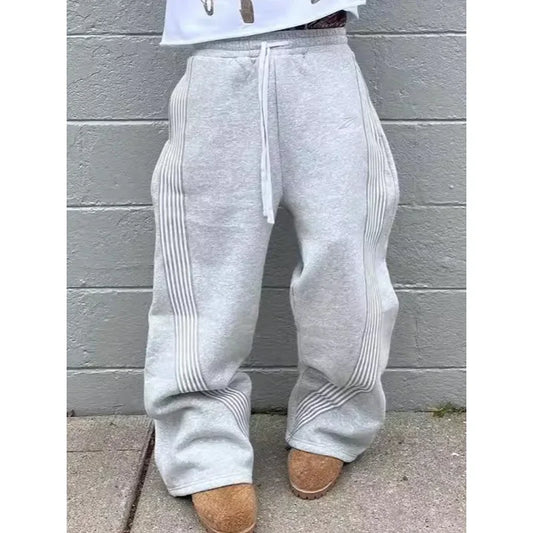 Pantalones deportivos de pierna recta holgados a rayas informales para hombre