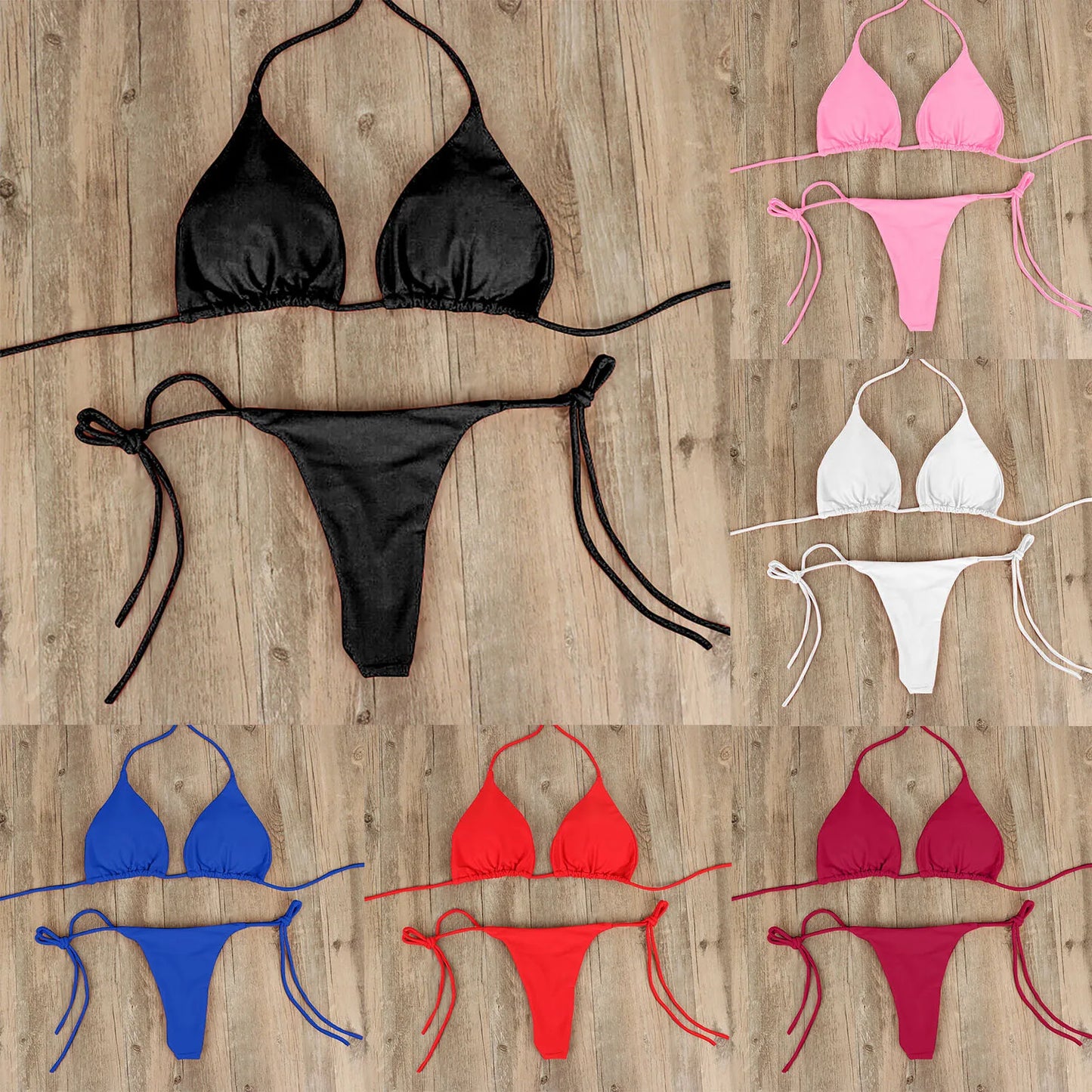 Conjunto de bikini sexy de verano, traje de baño brasileño para mujer, sujetador, tanga, dos piezas, ropa de playa, traje de baño para mujer