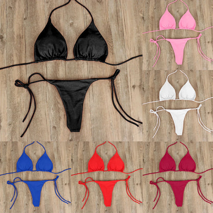 Conjunto de bikini sexy de verano, traje de baño brasileño para mujer, sujetador, tanga, dos piezas, ropa de playa, traje de baño para mujer