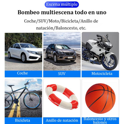 Bomba de inflado de coche inalámbrica de 120 W con pantalla digital inteligente, portátil, con cable, compresor de aire para neumáticos.