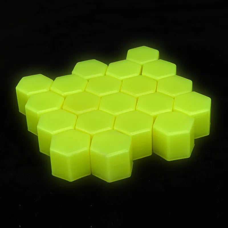 20 tapones hexagonales de silicona de 17/19/21 mm, luminosos, para tuercas de rueda de coche, tapones de silicona para tornillos, para decoración exterior de neumáticos.