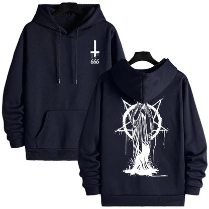 sudaderas con capucha de moda para hombre, ropa deportiva informal con estampado Demoníaco de Satán, ropa de calle urbana para otoño e invierno, ropa para hombre