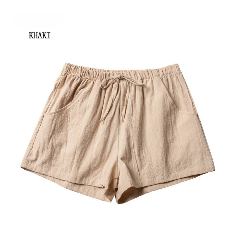 Pantalones cortos casuales de lino para mujer, pantalones cortos de entrenamiento para gimnasio, pantalones cortos de algodón, pantalones cortos negros de cintura alta para mujer, pantalones cortos deportivos para mujer
