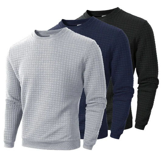 jersey de espesor de invierno para hombre, suéteres ajustados cálidos de manga larga de Color sólido con cuello redondo, suéter para hombre, ropa masculina