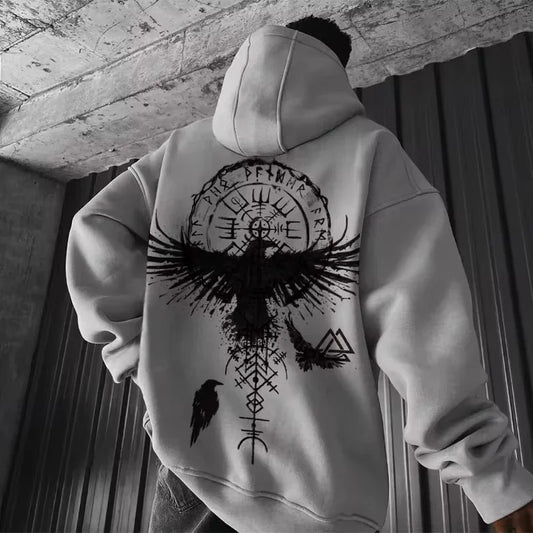 Sudadera con capucha con estampado para hombre, Sudadera con capucha , patrón de águila suelto, deporte fresco, funcional, a la moda