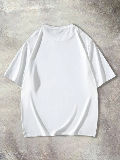 Camiseta de verano 100% algodón puro para hombre, con estampado de letras ,de cuello redondo y manga corta