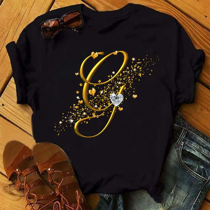 Camiseta de combinación de letras con nombre personalizado para mujer