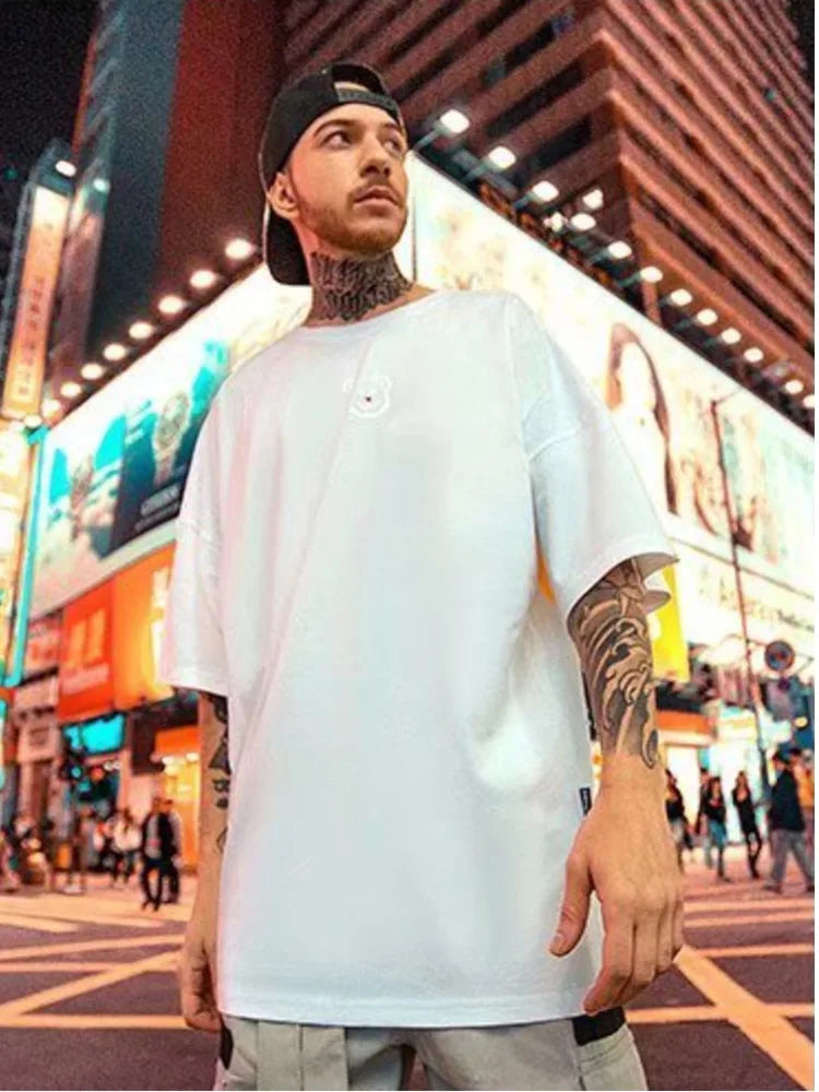Summer casual loose short-sleeved T-shirt men's fashion loose large print half-sleeved cotton T-shirt 