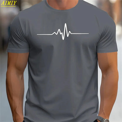 Camiseta de moda de verano con estampado de letras y rayas 3D para hombre, estilo hip hop, estilo Harajuku, informal, de cuello redondo, de gran tamaño