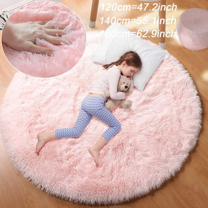 Tapis rond en peluche super doux, tapis blancs moelleux pour salon, décoration intérieure, chambre à coucher, chambre d'enfants, salon, tapis à poils épais