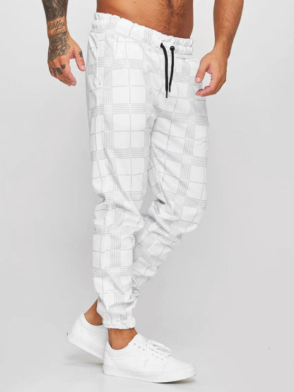Pantalon slim à carreaux pour homme, pantalon décontracté taille moyenne 