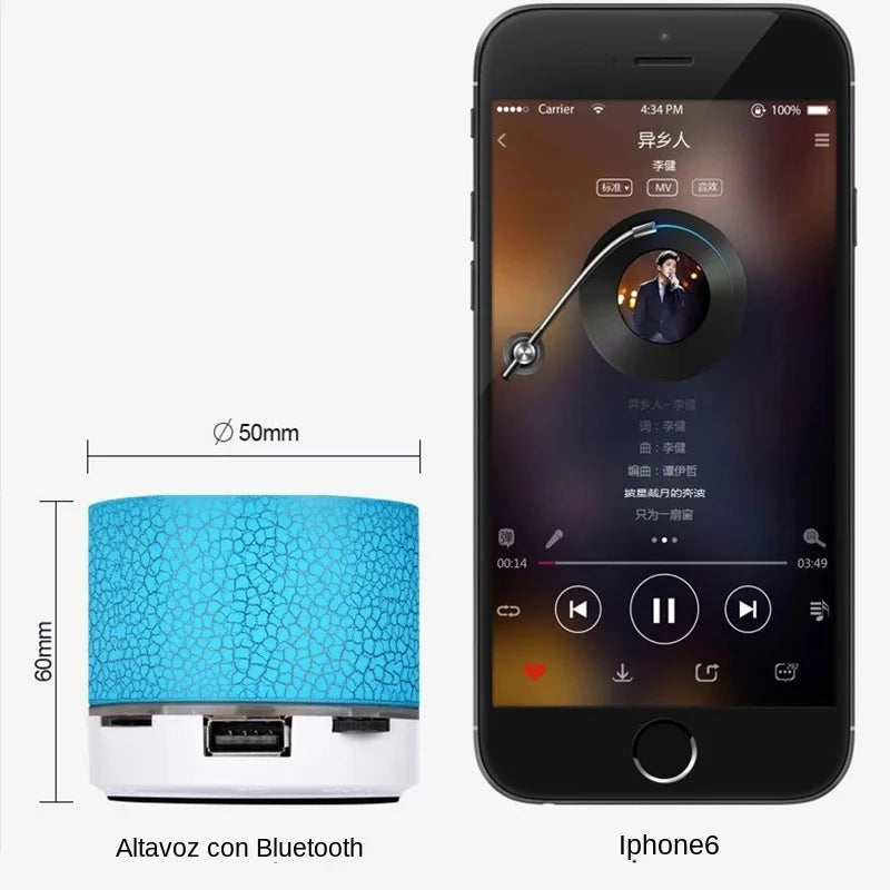 Mini haut-parleur Bluetooth sans fil, haut-parleur LED coloré, caisson de basses TF, haut-parleurs stéréo d'extérieur, colonne de son de musique MP3 pour smartphone 