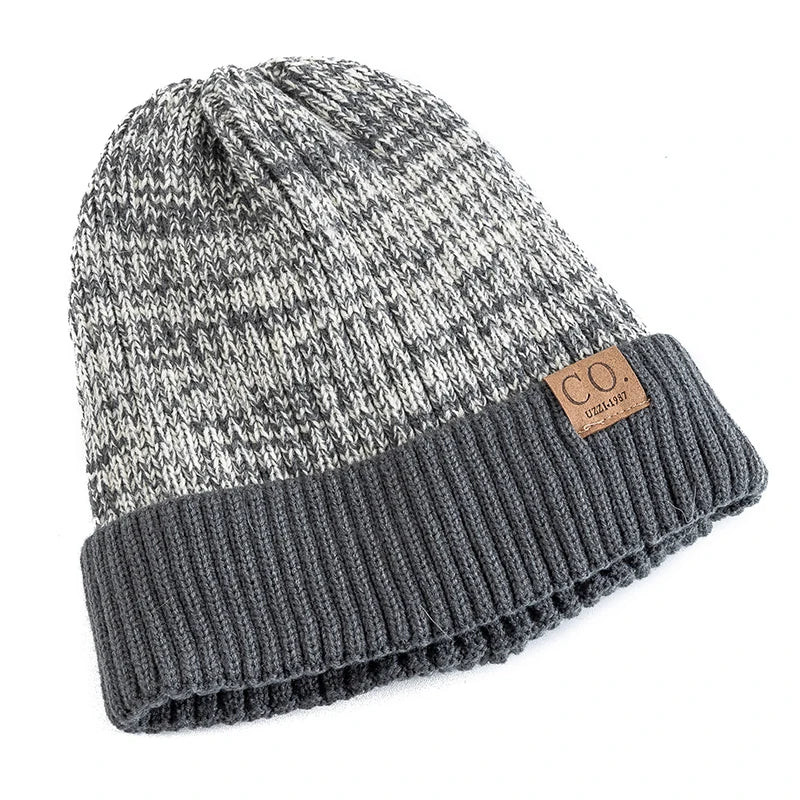 sombreros de invierno Unisex de dos tonos, añaden forro de piel, gorro cálido a la moda para hombres y mujeres