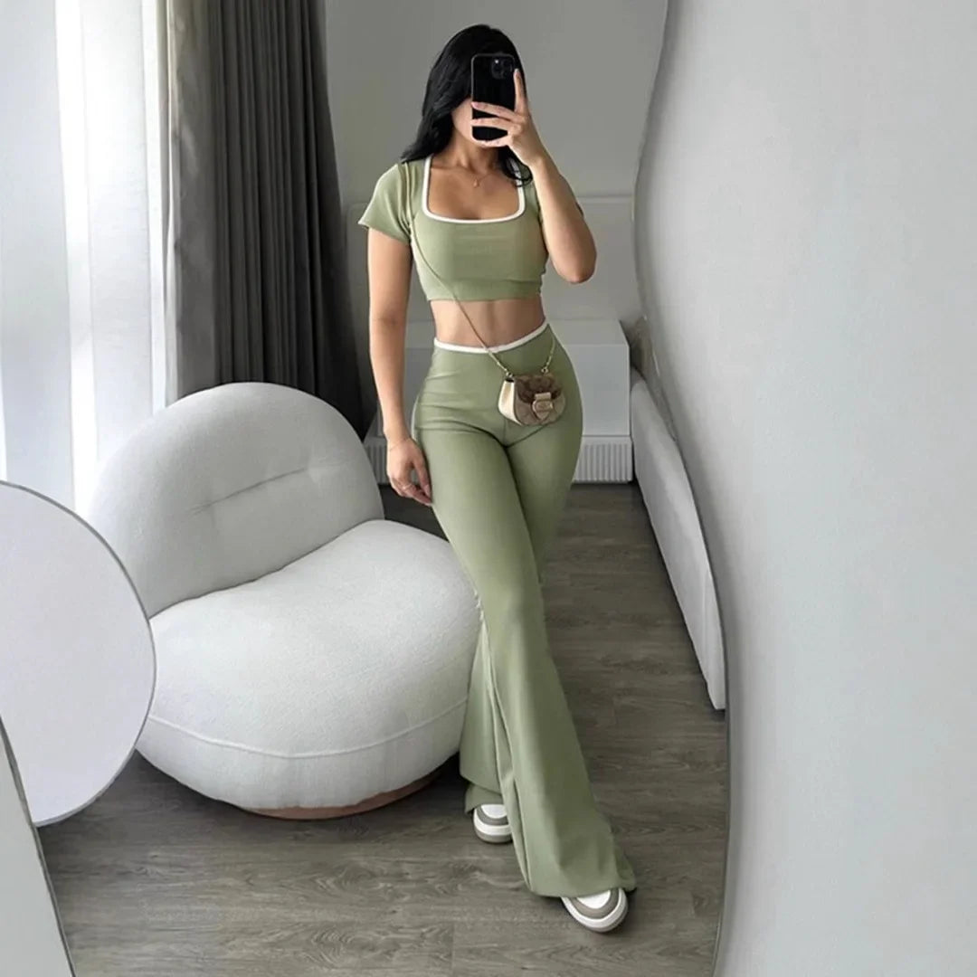 Nuevo conjunto estilo deportivo informal de Color puro, pantalones ajustados de manga corta