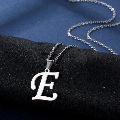Fashion A-Z Letter Necklace for Women Men High Quality Stainless Steel Alphabet Necklace