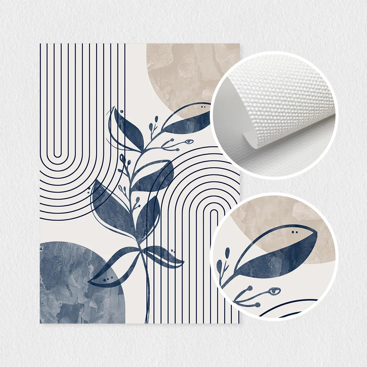 Juego de 3 impresiones artísticas de pared de plantas de líneas geométricas