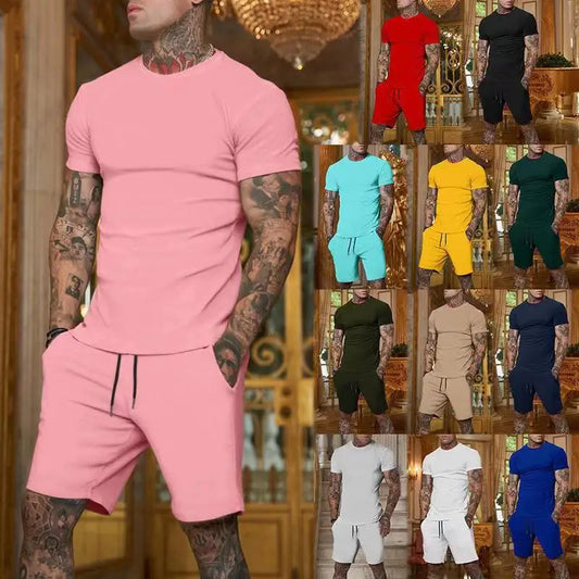Ensemble de sport deux pièces pour hommes d'été T-shirt respirant Shorts Survêtement de mode décontracté