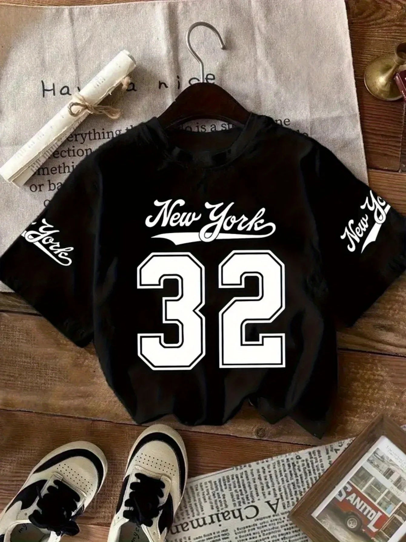 Camiseta Deportiva Casual de Moda con Estampado Digital Inglés para Mujer y hombre