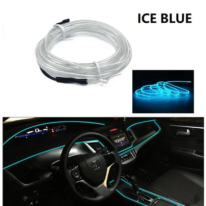 Tiras de luces decorativas para interior de coche, lámpara de ambiente, luz fría, consola de salpicadero decorativa, luces LED ambientales para coche, 1/2/3/4/5 m