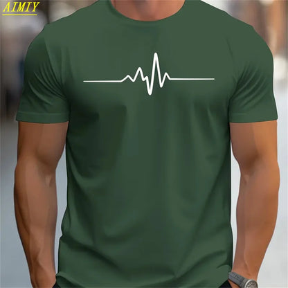 Camiseta de moda de verano con estampado de letras y rayas 3D para hombre, estilo hip hop, estilo Harajuku, informal, de cuello redondo, de gran tamaño