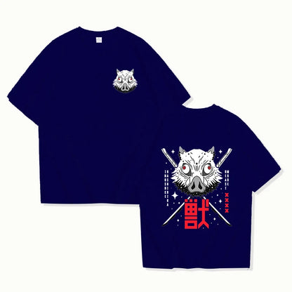 Camiseta con estampado de Hashibira Inosuke para mujer, camiseta de manga corta a la moda con estampado de anime callejero, camiseta informal de verano con personalidad
