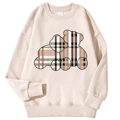 Sudaderas informales con estampado de oso de peluche para mujer, jersey suave de lana cómodo, con cuello redondo a la moda para mujer