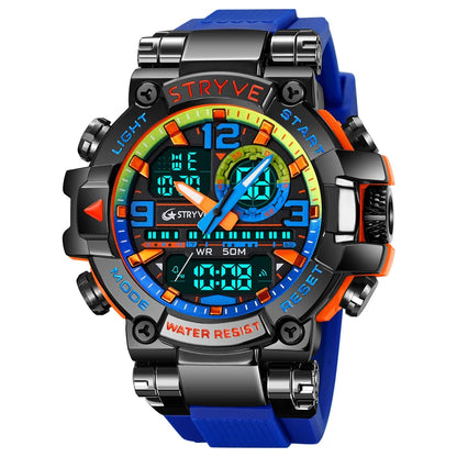 Relojes, reloj de moda para hombre, reloj resistente al agua hasta 5atm para hombre, correa de silicona con movimiento Digital-analógico de alta calidad