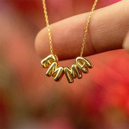 Collares con letras de burbuja personalizados en 3D, collares con nombre de globo para mujeres y niñas, joyería personalizada con nombre en oro de 18 quilates.